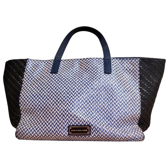 MARC BY MARC JACOBS BLUE ISLE DE SEA TINA WOVEN TOTE PURSE DESIGNER BAG - Picture 1 of 16